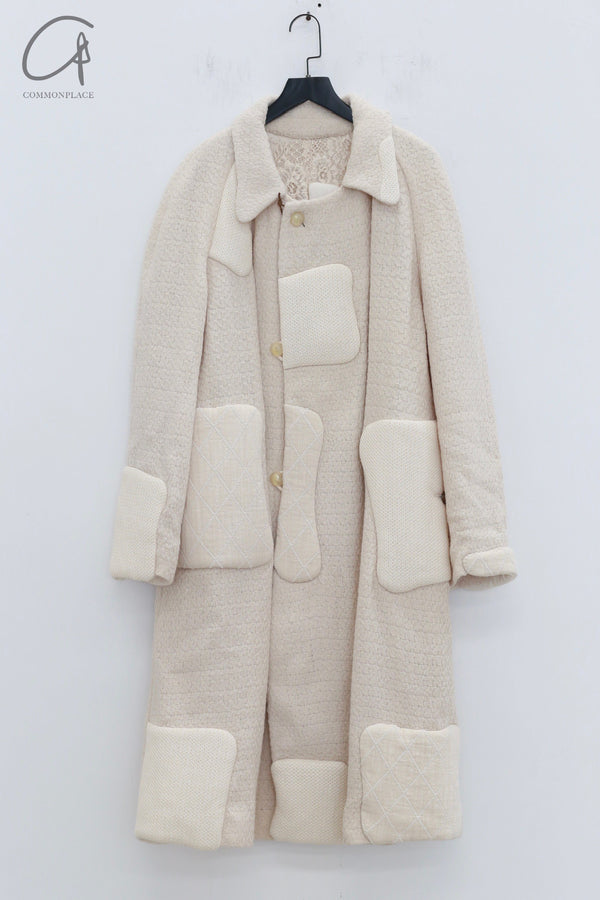 COMMUNS 24 Autumn/Winter Spliced Lapel Wool Coat France CMS-CS/FW24-M107A-CREAM CS/FW24-M107A